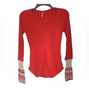 Rare Free People thermal Small  red/orange womans